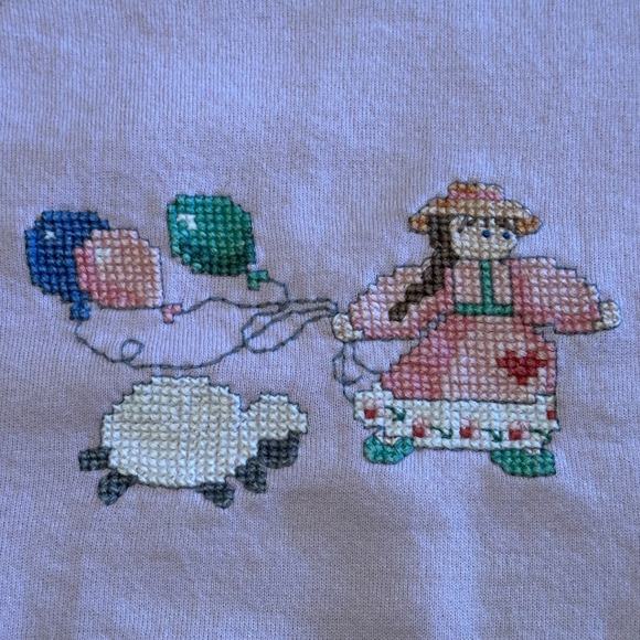 Vintage Cheetah by Mervyns Childrens Sweatshirt Lavender Embroidered 5/6 - Picture 2 of 9